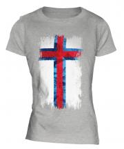 Faroe Islands Grunge Flag Ladies T-Shirt