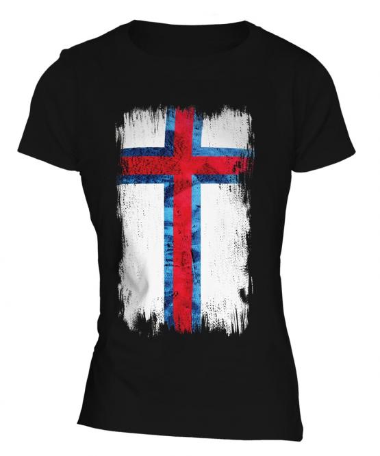Faroe Islands Grunge Flag Ladies T-Shirt