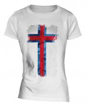 Faroe Islands Grunge Flag Ladies T-Shirt