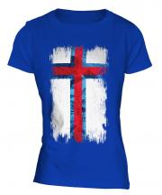 Faroe Islands Grunge Flag Ladies T-Shirt