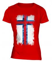 Faroe Islands Grunge Flag Ladies T-Shirt