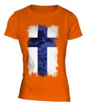 Finland Grunge Flag Ladies T-Shirt