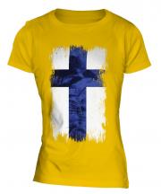 Finland Grunge Flag Ladies T-Shirt