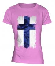 Finland Grunge Flag Ladies T-Shirt