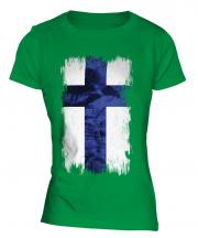 Finland Grunge Flag Ladies T-Shirt