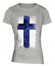 Finland Grunge Flag Ladies T-Shirt