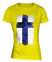 Finland Grunge Flag Ladies T-Shirt
