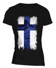 Finland Grunge Flag Ladies T-Shirt