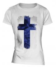 Finland Grunge Flag Ladies T-Shirt
