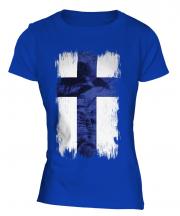 Finland Grunge Flag Ladies T-Shirt
