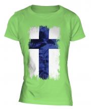 Finland Grunge Flag Ladies T-Shirt