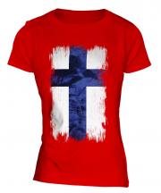 Finland Grunge Flag Ladies T-Shirt