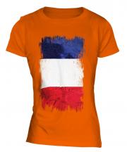 France Grunge Flag Ladies T-Shirt