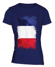 France Grunge Flag Ladies T-Shirt