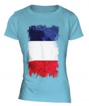 France Grunge Flag Ladies T-Shirt