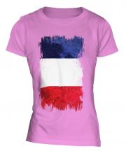 France Grunge Flag Ladies T-Shirt