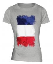 France Grunge Flag Ladies T-Shirt