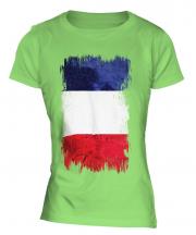 France Grunge Flag Ladies T-Shirt