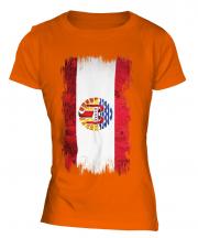 French Polynesia Grunge Flag Ladies T-Shirt