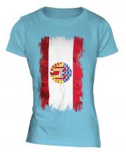 French Polynesia Grunge Flag Ladies T-Shirt