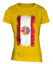 French Polynesia Grunge Flag Ladies T-Shirt