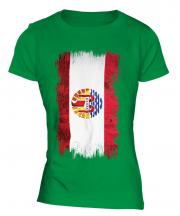 French Polynesia Grunge Flag Ladies T-Shirt