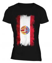French Polynesia Grunge Flag Ladies T-Shirt