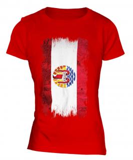 French Polynesia Grunge Flag Ladies T-Shirt