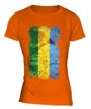 Gabon Grunge Flag Ladies T-Shirt