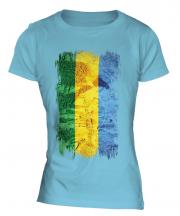 Gabon Grunge Flag Ladies T-Shirt