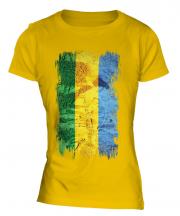 Gabon Grunge Flag Ladies T-Shirt