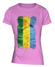 Gabon Grunge Flag Ladies T-Shirt