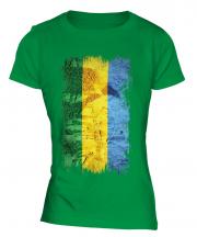 Gabon Grunge Flag Ladies T-Shirt