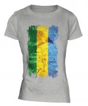 Gabon Grunge Flag Ladies T-Shirt