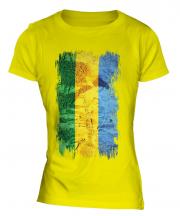 Gabon Grunge Flag Ladies T-Shirt