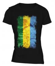 Gabon Grunge Flag Ladies T-Shirt