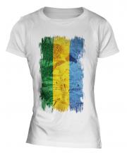 Gabon Grunge Flag Ladies T-Shirt