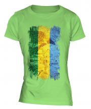 Gabon Grunge Flag Ladies T-Shirt