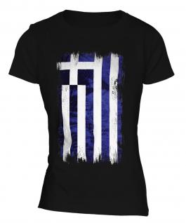 Greece Grunge Flag Ladies T-Shirt