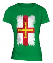 Guernsey Grunge Flag Ladies T-Shirt