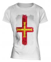 Guernsey Grunge Flag Ladies T-Shirt