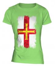 Guernsey Grunge Flag Ladies T-Shirt
