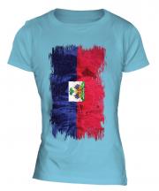 Haiti Grunge Flag Ladies T-Shirt