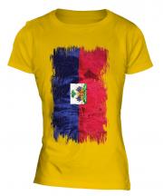 Haiti Grunge Flag Ladies T-Shirt