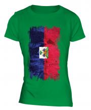 Haiti Grunge Flag Ladies T-Shirt