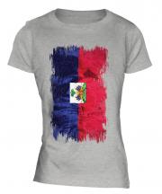 Haiti Grunge Flag Ladies T-Shirt