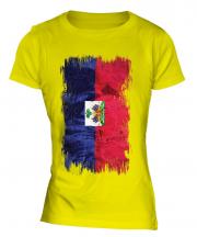 Haiti Grunge Flag Ladies T-Shirt