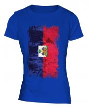 Haiti Grunge Flag Ladies T-Shirt