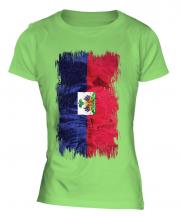 Haiti Grunge Flag Ladies T-Shirt