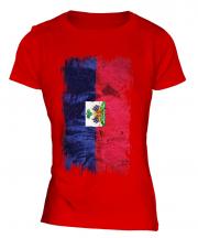 Haiti Grunge Flag Ladies T-Shirt